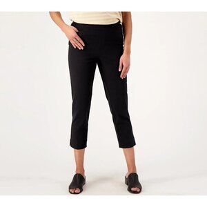 Isaac Mizrahi Live! Petite 24/7 Stretch Crop Pants Pitch Black Petite 16